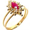 Anel chuveiro de ouro 18k com diamantes e rubi - 2ABR0014 Anel chuveiro de ouro 18k com diamantes e rubi - 2ABR0014