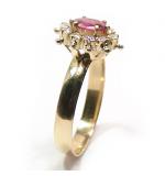 Anel chuveiro de ouro 18k com diamantes e rubi - 2ABR0025 Anel chuveiro de ouro 18k com diamantes e rubi - 2ABR0025