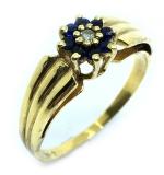 Anel em ouro 18k com diamantes e safira - 2ABS0031 Anel em ouro 18k com diamantes e safira - 2ABS0031