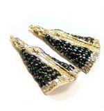 Brinco em ouro 18k feminino com brilhantes e safira - N.Sra Aparecida - 2BBS0042 Brinco em ouro 18k feminino com brilhantes e safira - N.Sra Aparecida - 2BBS0042