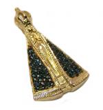 Pingente em ouro amarelo 18k com safiras - N. Sra. Aparecida - 2PIS0058 Pingente em ouro amarelo 18k com safiras - N. Sra. Aparecida - 2PIS0058