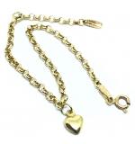 Pulseira feminina ouro 18k - Elos portugueses, pingente coração - 2PUO0663 Pulseira feminina ouro 18k - Elos portugueses, pingente coração - 2PUO0663